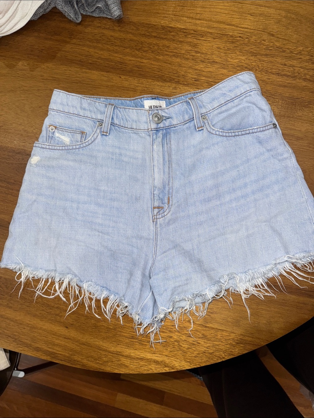 Hudson Light Denim Frayed Hem Women's Shorts